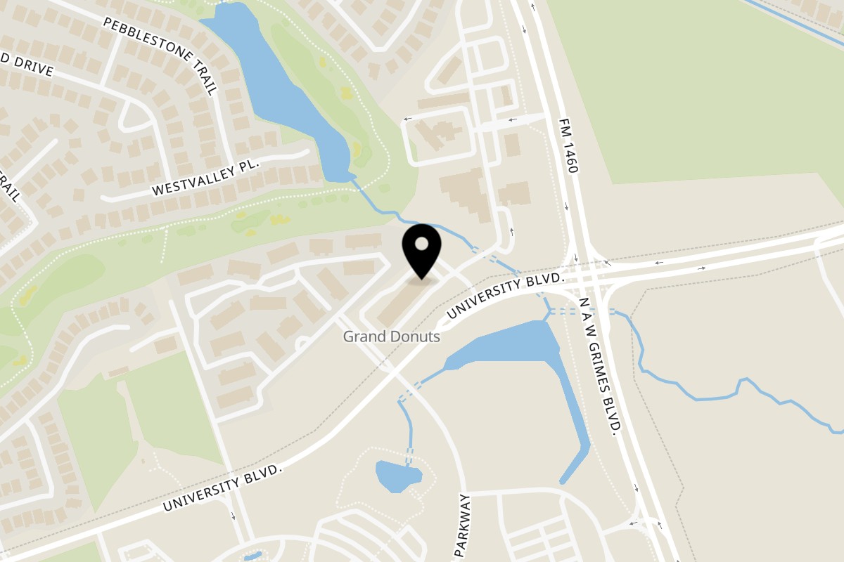Map showing the location of Kababji Grill on 1900 University Blvd #250 in Round Rock